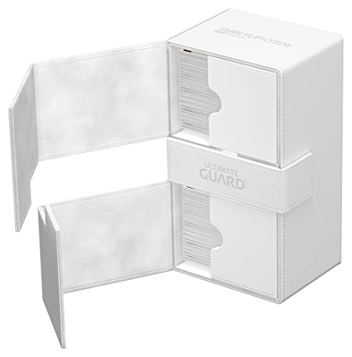 Ultimate Guard Flip 'n' Tray 200+ Deck Case for 200 Double-Sleeved TCG Cards + Dice Tray White Independent Magnetic Closure & Microfiber Lining 200