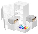 Ultimate Guard Flip 'n' Tray 200+ Deck Case for 200 Double-Sleeved TCG Cards + Dice Tray White Independent Magnetic Closure & Microfiber Lining 200
