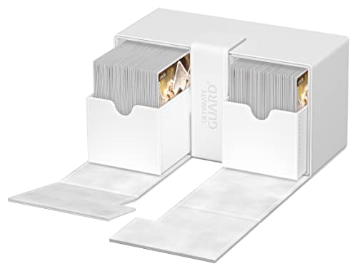 Ultimate Guard Flip 'n' Tray 200+ Deck Case for 200 Double-Sleeved TCG Cards + Dice Tray White Independent Magnetic Closure & Microfiber Lining 200